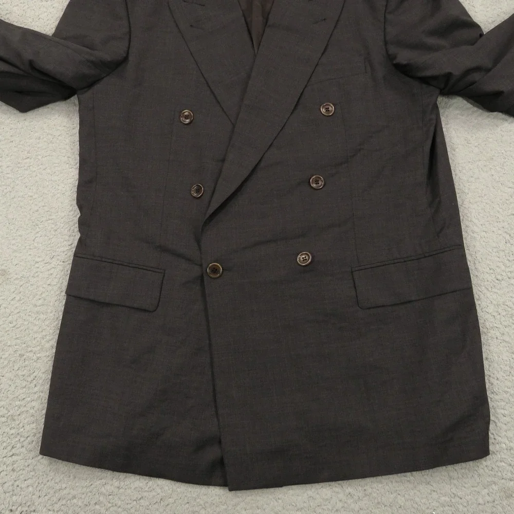 Hugo Boss Blazer 44L Cerruti Super 100s Charcoal 6 Button Double Breasted Coat